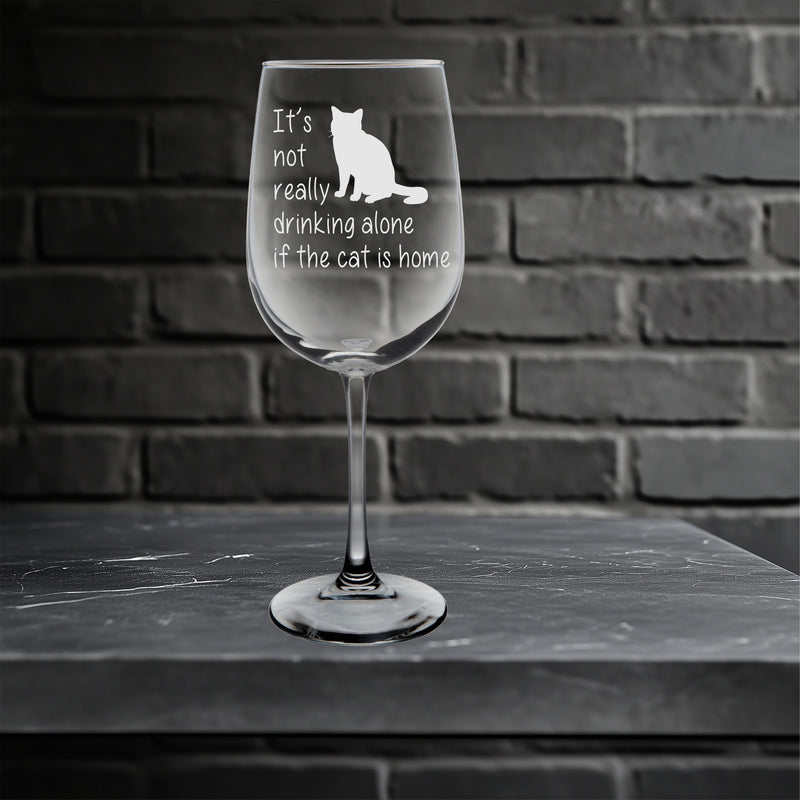The Cat is Home Wine Glass - Funny Cat Lover Gift for Women and Men - 19 oz.