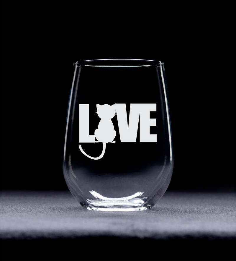 Cat LOVE stemless wine glass, 17 oz.