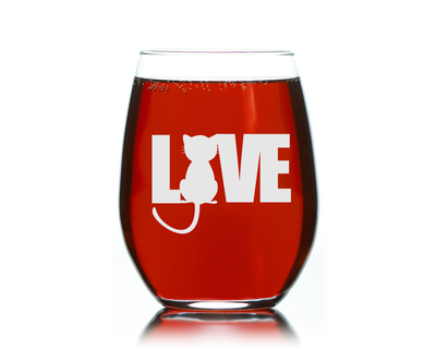 Cat LOVE stemless wine glass, 17 oz.