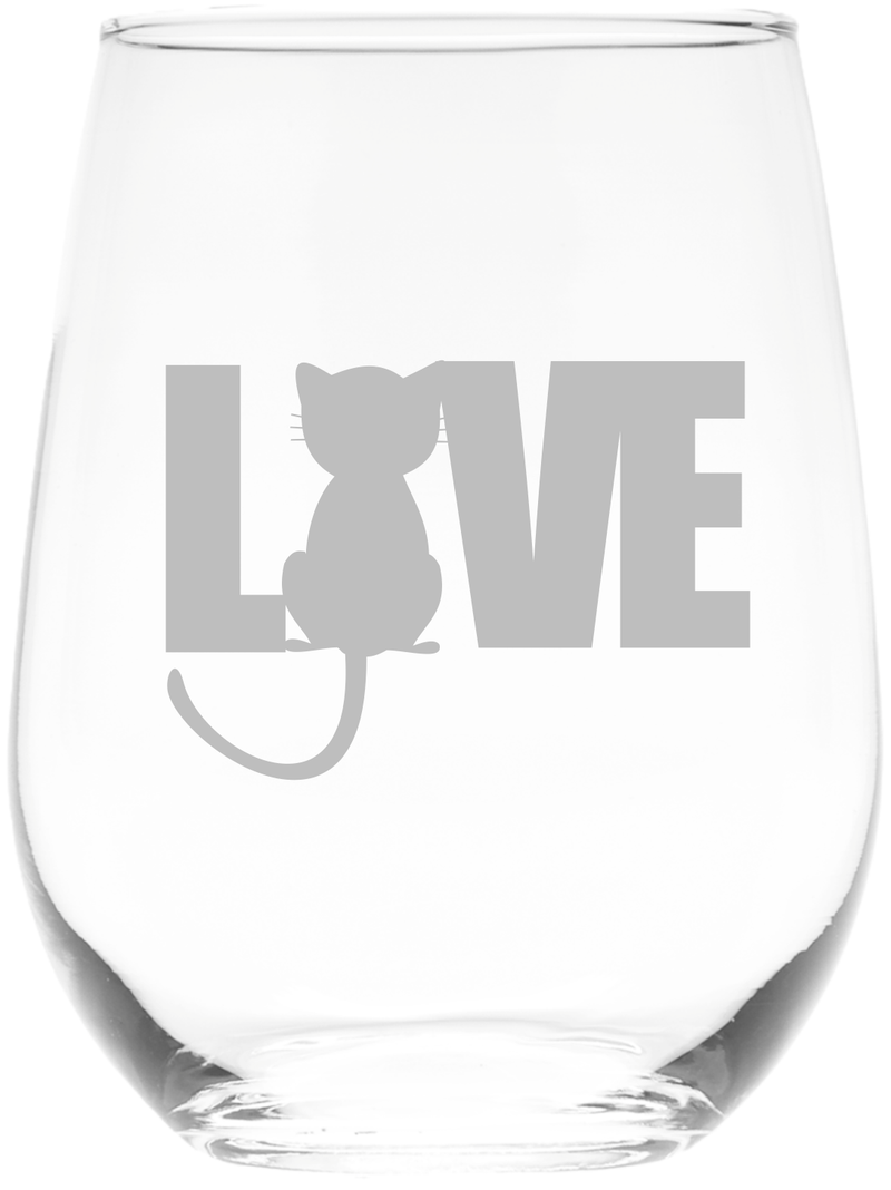 Cat LOVE stemless wine glass, 17 oz.