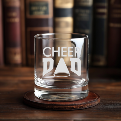 Cheer Dad Whiskey Rocks Glass - Cheer Dad Themed Gift for Men - 11 oz.