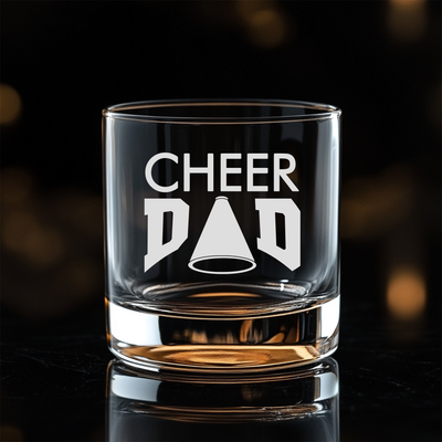 Cheer Dad Whiskey Rocks Glass - Cheer Dad Themed Gift for Men - 11 oz.