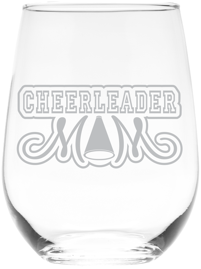 Cheerleading Mom Stemless Wine glass, 17 oz. - Cheerleading Mom Themed Gift for Women