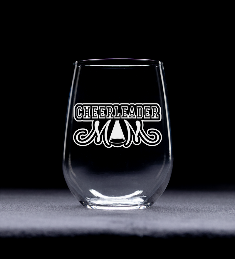 Cheerleading Mom Stemless Wine glass, 17 oz. - Cheerleading Mom Themed Gift for Women