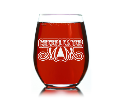 Cheerleading Mom Stemless Wine glass, 17 oz. - Cheerleading Mom Themed Gift for Women