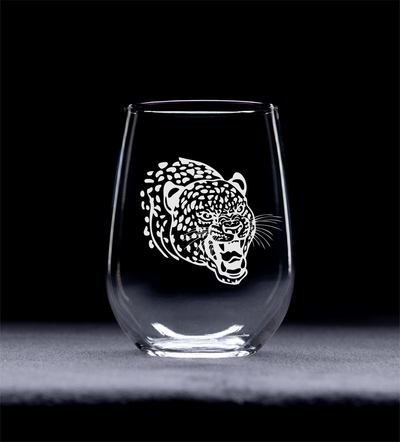 Cheetah Stemless Wine Glass - Cheetah Themed Gift for Men and Women -  17 oz.