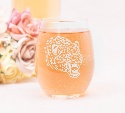 Cheetah Stemless Wine Glass - Cheetah Themed Gift for Men and Women -  17 oz.