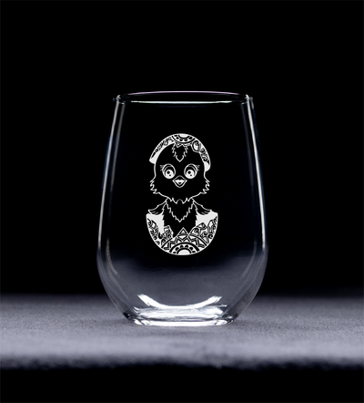 Chick Stemless Wine Glass - Chicken Themed Gift for Women and Men -  17 oz.