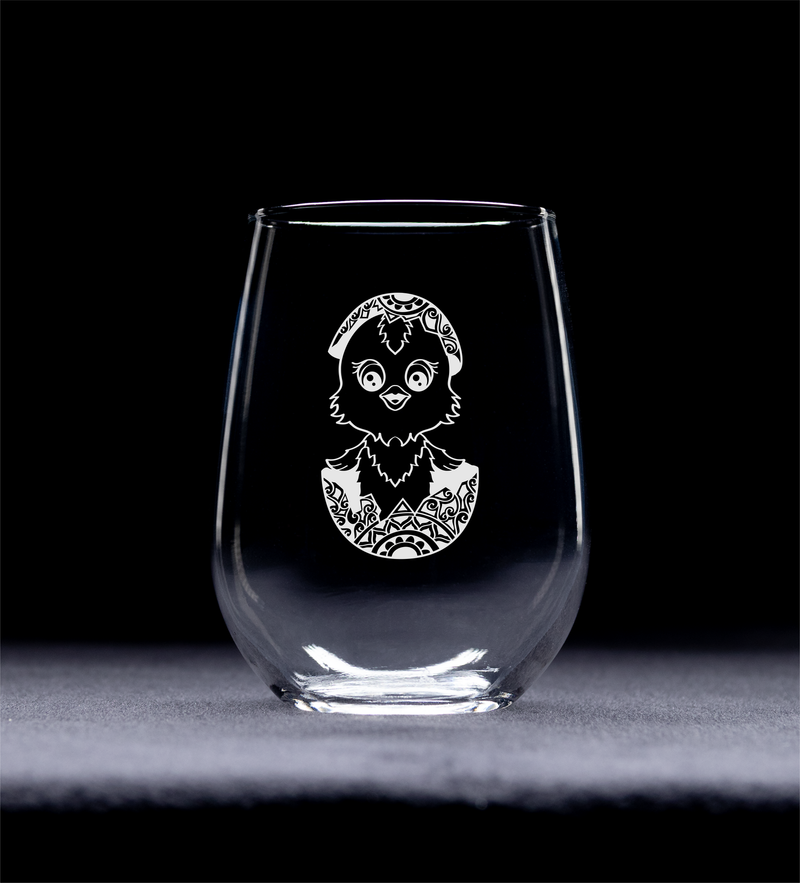 Chick Stemless Wine Glass - Chicken Themed Gift for Women and Men -  17 oz.