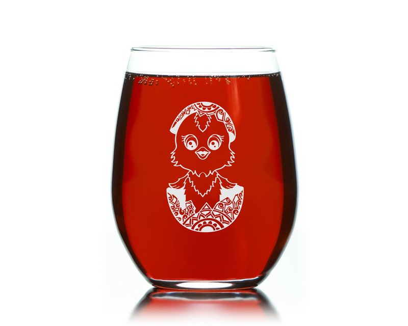 Chick Stemless Wine Glass - Chicken Themed Gift for Women and Men -  17 oz.