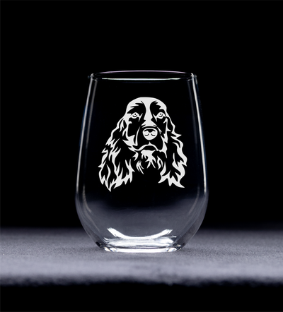 Cocker Spaniel Themed, Dog Stemless Wine Glass - Dog Lover Gift for Men and Women - 17 oz.