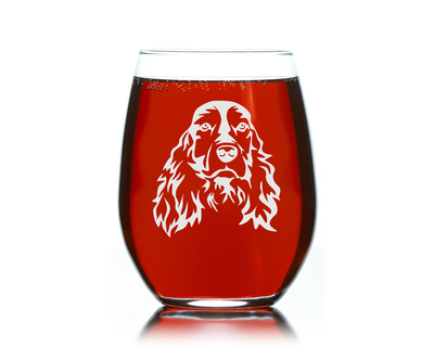 Cocker Spaniel Themed, Dog Stemless Wine Glass - Dog Lover Gift for Men and Women - 17 oz.