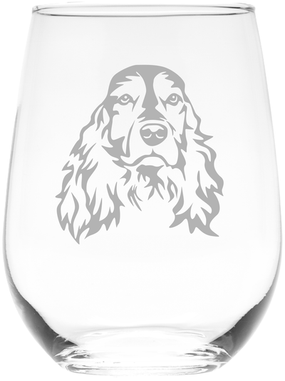 Cocker Spaniel Themed, Dog Stemless Wine Glass - Dog Lover Gift for Men and Women - 17 oz.