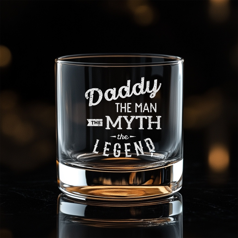 Daddy The Man The Myth The Legend Whiskey Rocks Glass - Dad Gift for Men - 11 oz.