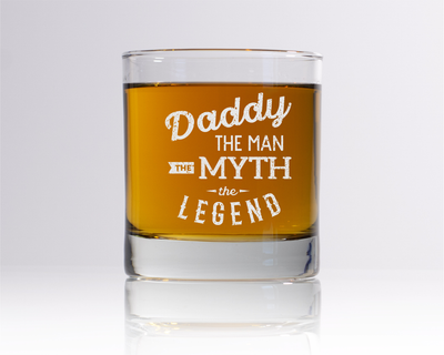 Daddy The Man The Myth The Legend Whiskey Rocks Glass - Dad Gift for Men - 11 oz.