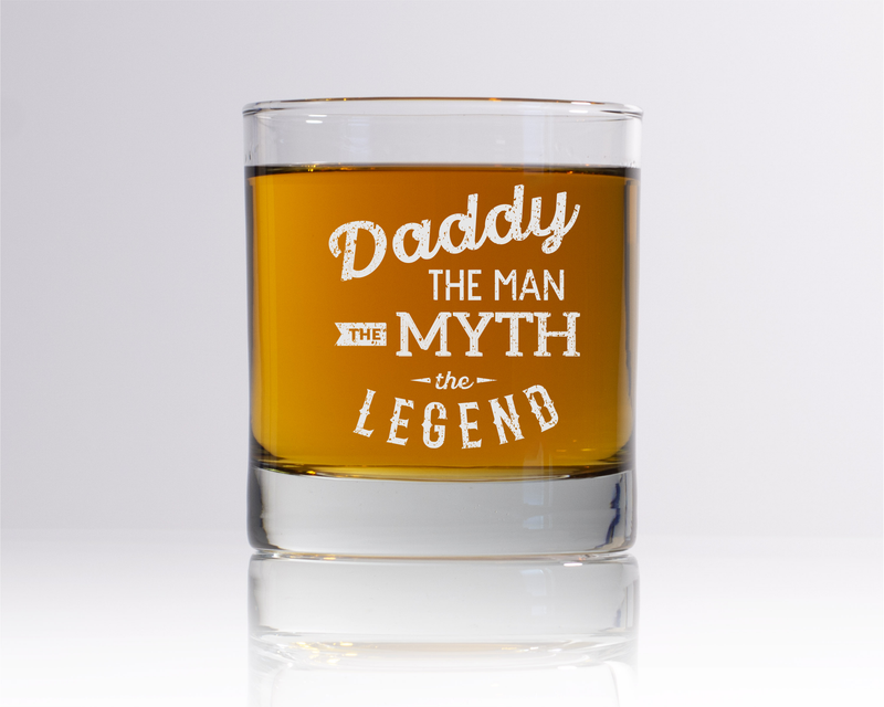 Daddy The Man The Myth The Legend Whiskey Rocks Glass - Dad Gift for Men - 11 oz.
