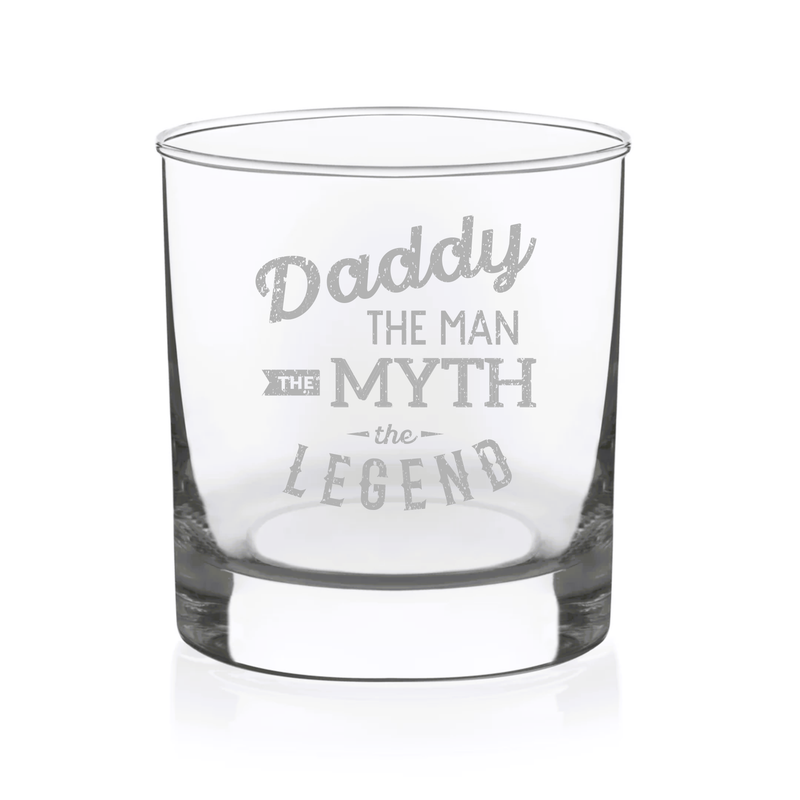 Daddy The Man The Myth The Legend Whiskey Rocks Glass - Dad Gift for Men - 11 oz.
