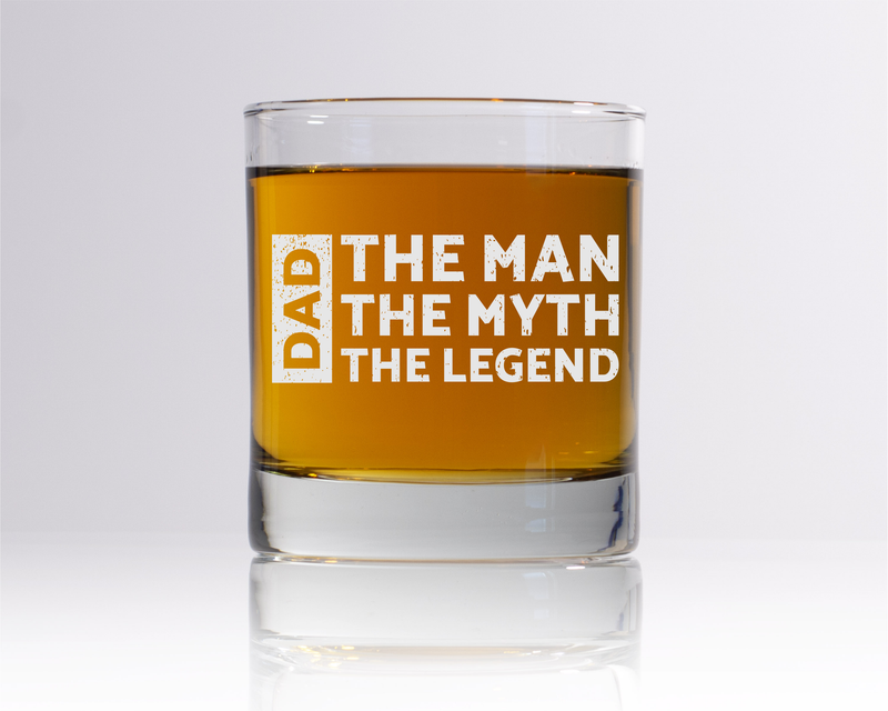 Dad The Man The Myth The Legend Whiskey Rocks Glass - Dad Gift for Men - 11 oz.