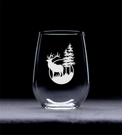 Deer Stemless Wine Glass - Deer Themed Gift for Women and Men -  17 oz. (Style D1)