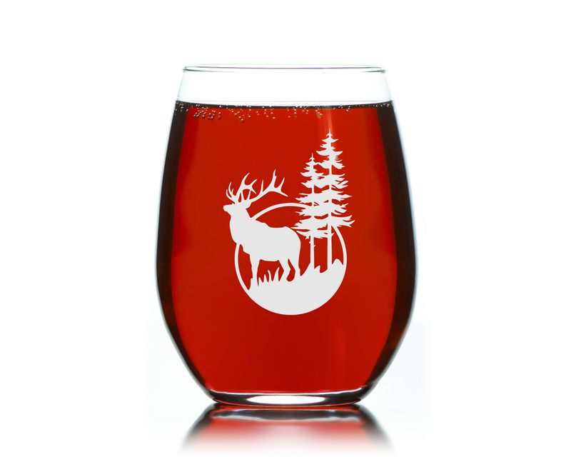 Deer Stemless Wine Glass - Deer Themed Gift for Women and Men -  17 oz. (Style D1)