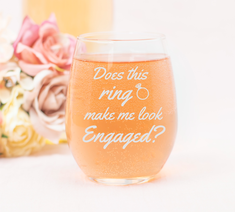 Does this ring make me look Engaged stemless wine glass, 17 oz.
