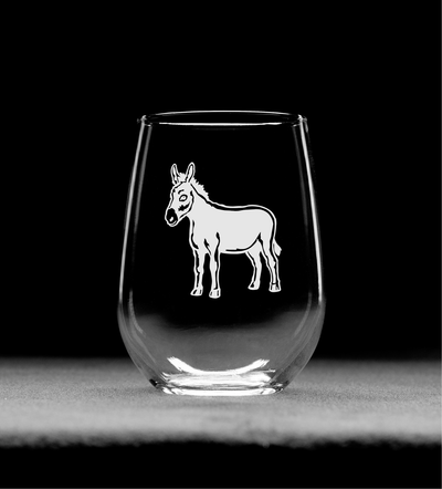 Donkey Stemless Wine Glass -  Donkey Themed Gift for Women and Men - 17 oz.