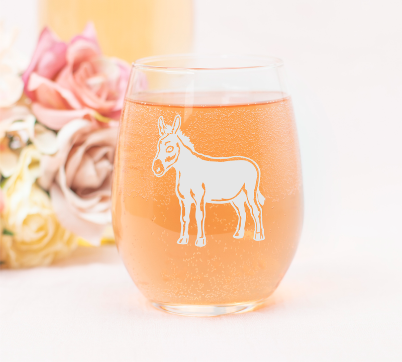 Donkey Stemless Wine Glass -  Donkey Themed Gift for Women and Men - 17 oz.
