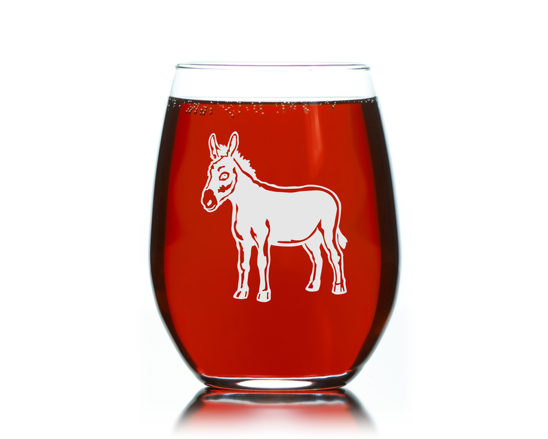 Donkey Stemless Wine Glass -  Donkey Themed Gift for Women and Men - 17 oz.