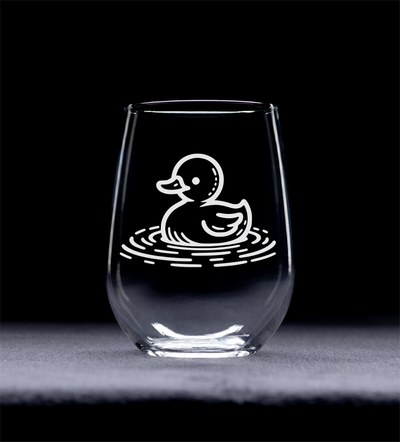 Duck Pond Design Stemless Wine Glass - Duck Themed Gift for Women and Men - 17 oz.