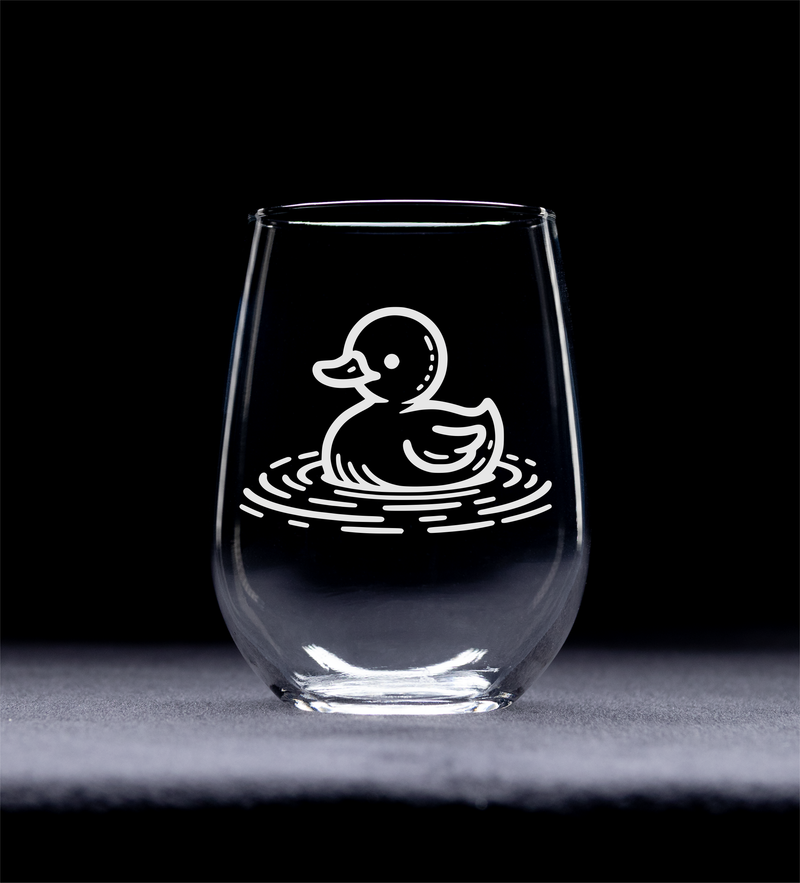Duck Pond Design Stemless Wine Glass - Duck Themed Gift for Women and Men - 17 oz.