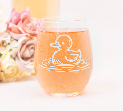 Duck Pond Design Stemless Wine Glass - Duck Themed Gift for Women and Men - 17 oz.