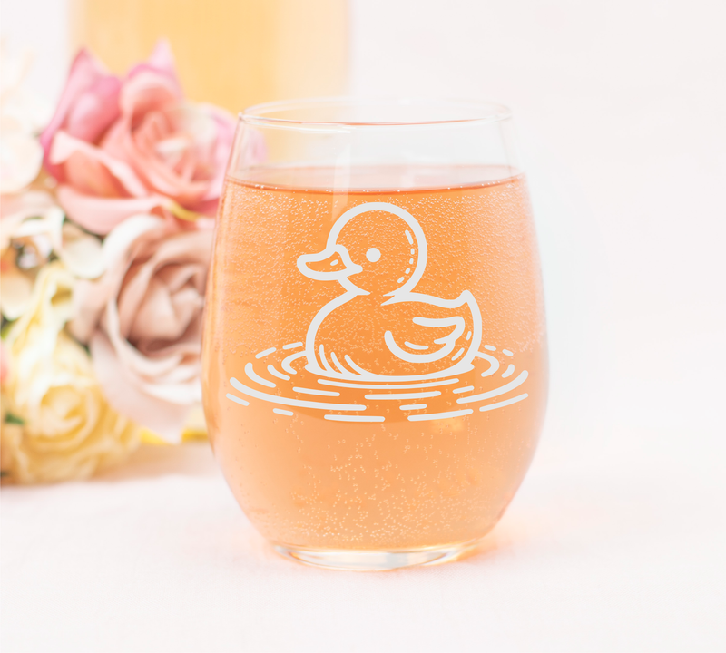 Duck Pond Design Stemless Wine Glass - Duck Themed Gift for Women and Men - 17 oz.