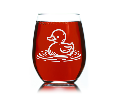 Duck Pond Design Stemless Wine Glass - Duck Themed Gift for Women and Men - 17 oz.