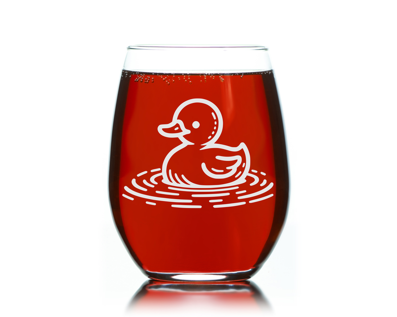 Duck Pond Design Stemless Wine Glass - Duck Themed Gift for Women and Men - 17 oz.