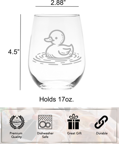 Duck Pond Design Stemless Wine Glass - Duck Themed Gift for Women and Men - 17 oz.