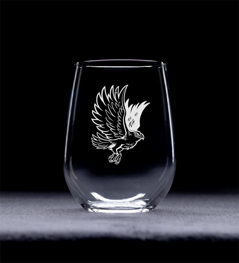 Eagle 17 oz. Stemless Wine Glass - Eagle Themed Gift for Men and Women  (Style E1)