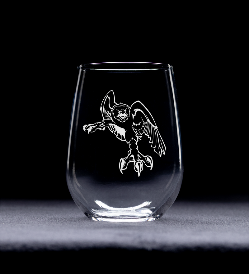 Eagle Stemless Wine Glass - Eagle Themed Gift for Men and Women - 17 oz. (Style E3)