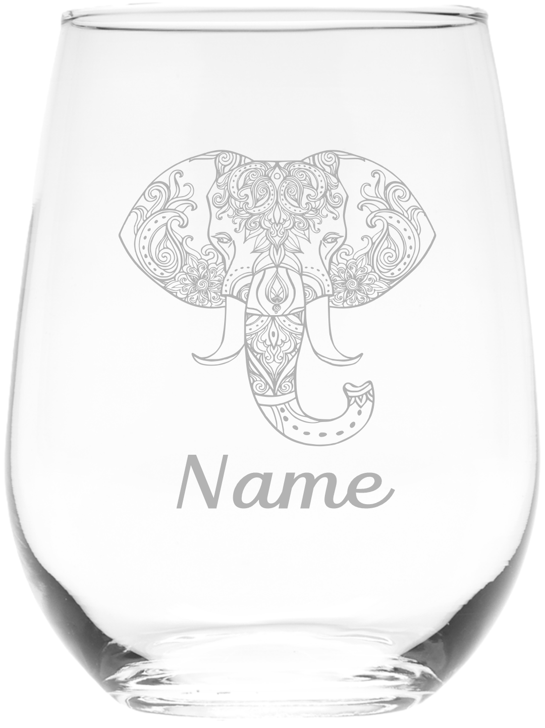 Elephant Wine Glass Stemless Unique Cup 17oz Glas