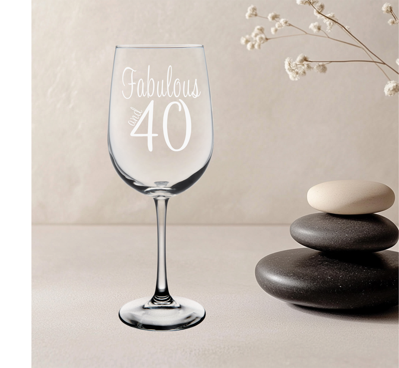 Fabulous and 40 Birthday Wine Glass - 40th Birthday Gift for Men and Women
