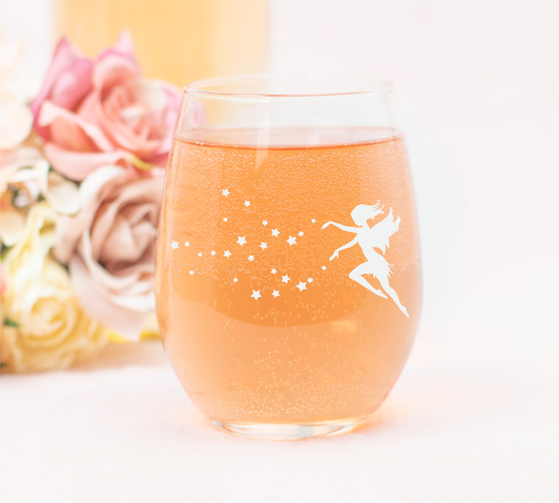 Fairy 17 oz Stemless Wine Glass - Fairy Themed Gift for Women and Men (Style F1)