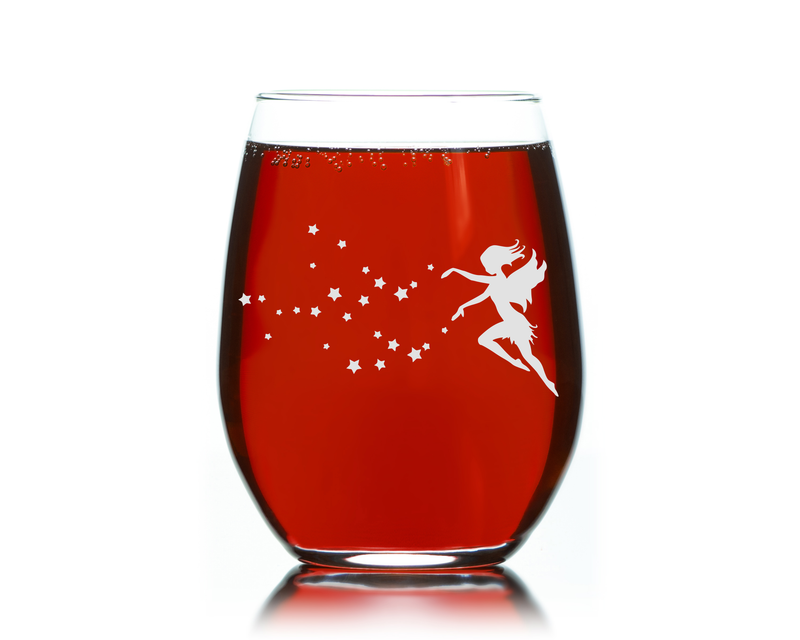 Fairy 17 oz Stemless Wine Glass - Fairy Themed Gift for Women and Men (Style F1)