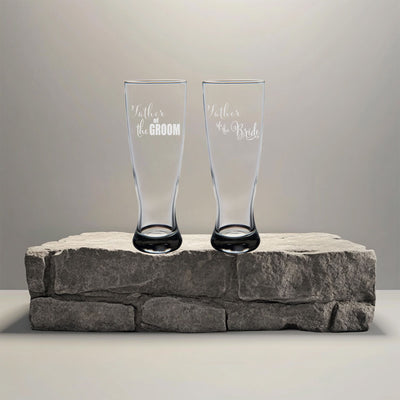 Father of the Groom and Father of the Bride Beer Pilsner Glass Set of 2 - Gift for Dads for Weddings - 23 oz.