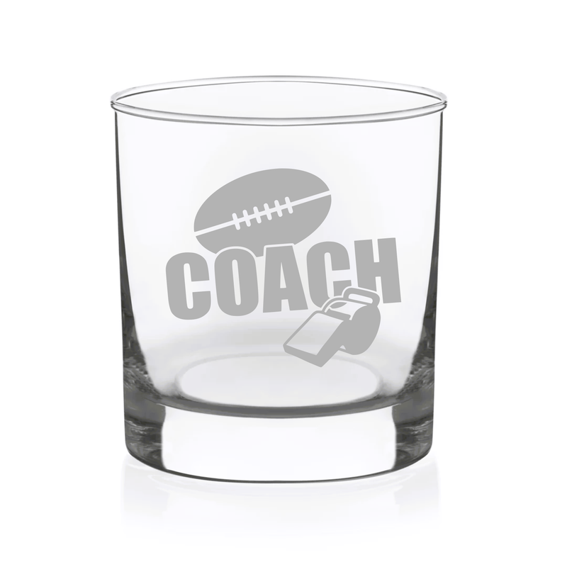 Football Coach Whiskey Rocks Glass - Football Coach Themed Gift for Men - 11 oz.