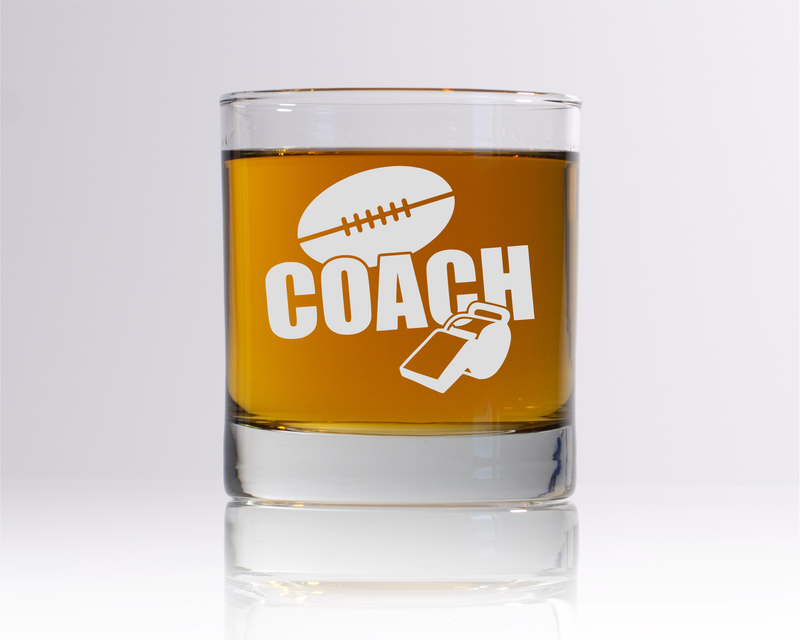 Football Coach Whiskey Rocks Glass - Football Coach Themed Gift for Men - 11 oz.