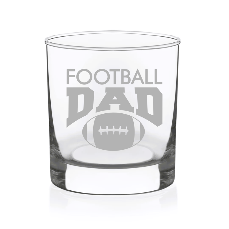 Football Dad Whiskey Rocks Glass - Football Dad Themed Gift for Men - 11 oz.