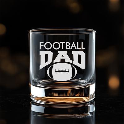 Football Dad Whiskey Rocks Glass - Football Dad Themed Gift for Men - 11 oz.