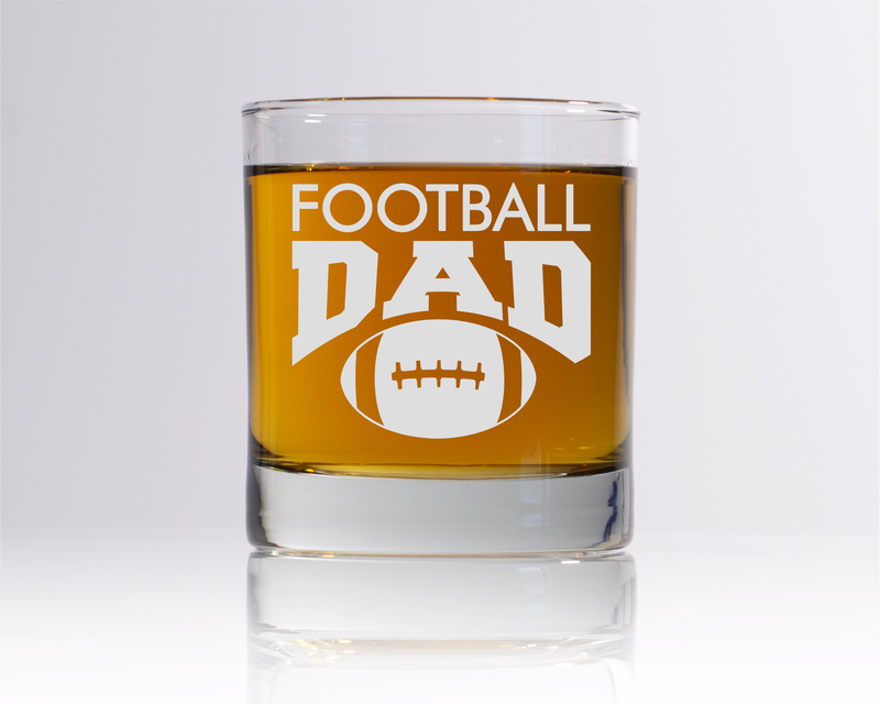 Football Dad Whiskey Rocks Glass - Football Dad Themed Gift for Men - 11 oz.