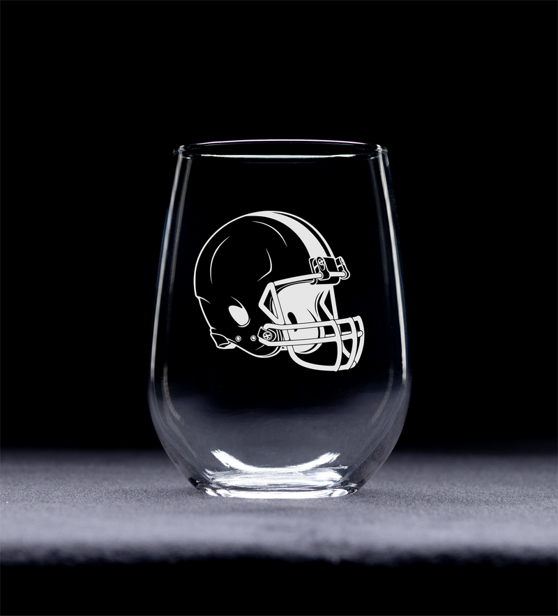 Football Helmet Design Stemless Wine Glass - Football Lover Gift for Men and Women - 17 oz.