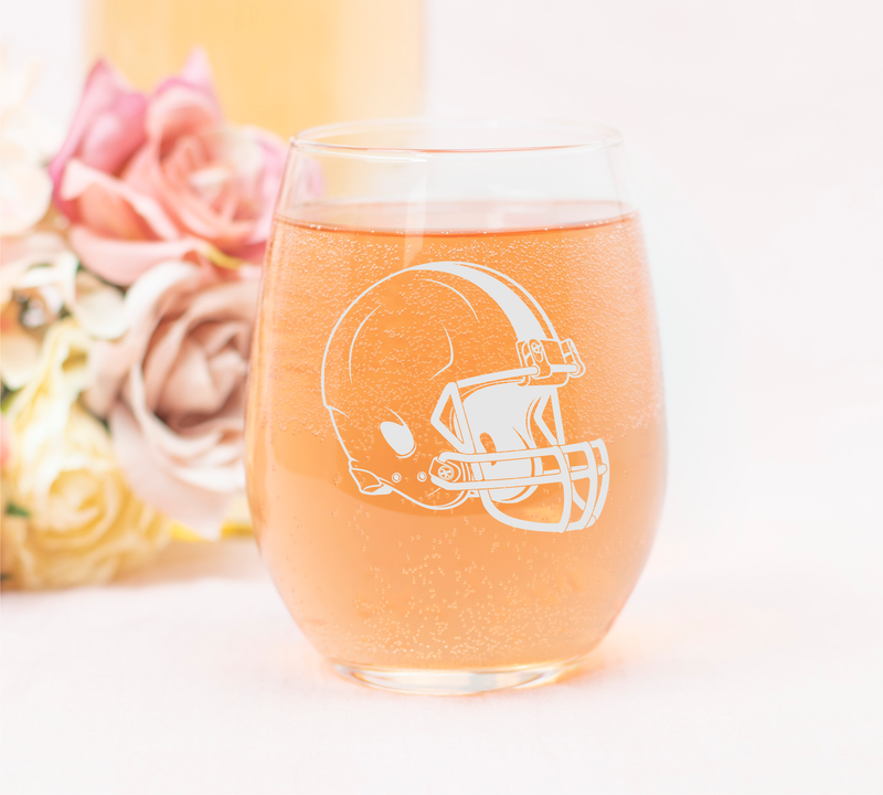 Football Helmet Design Stemless Wine Glass - Football Lover Gift for Men and Women - 17 oz.