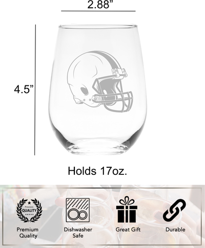 Football Helmet Design Stemless Wine Glass - Football Lover Gift for Men and Women - 17 oz.